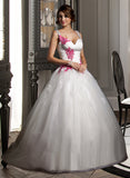 Patti Ball-Gown/Princess Sweetheart Chapel Train Tulle Wedding Dress With Ruffle Appliques Lace Bow(s) STIP0013780