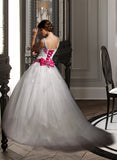 Patti Ball-Gown/Princess Sweetheart Chapel Train Tulle Wedding Dress With Ruffle Appliques Lace Bow(s) STIP0013780