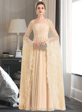 Tiara A-Line Square Neckline Floor-Length Chiffon Wedding Dress With Ruffle Beading STIP0013783