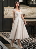 Pamela Ball-Gown/Princess Sweetheart Tea-Length Tulle Wedding Dress With Sequins STIP0013791