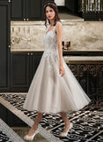 Pamela Ball-Gown/Princess Sweetheart Tea-Length Tulle Wedding Dress With Sequins STIP0013791