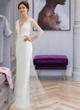 Miriam Trumpet/Mermaid V-neck Chapel Train Chiffon Wedding Dress With Beading Sequins STIP0013795