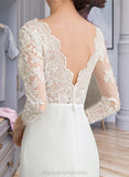 Miriam Trumpet/Mermaid V-neck Chapel Train Chiffon Wedding Dress With Beading Sequins STIP0013795