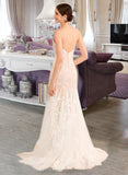 Karli Trumpet/Mermaid V-neck Court Train Wedding Dress With Lace STIP0013814