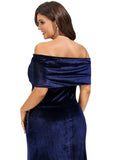 Roberta Sheath/Column Off the Shoulder Floor-Length Velvet Evening Dress STIP0020854