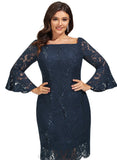 Harmony Sheath/Column Off the Shoulder Knee-Length Lace Evening Dress With Sequins STIP0020956