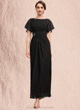 Elaine A-Line Scoop Neck Ankle-Length Chiffon Mother of the Bride Dress With Ruffle Beading STI126P0014533