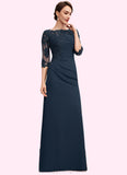 Adelyn A-Line Scoop Neck Floor-Length Chiffon Lace Mother of the Bride Dress With Ruffle Beading Sequins STI126P0014536