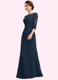 Adelyn A-Line Scoop Neck Floor-Length Chiffon Lace Mother of the Bride Dress With Ruffle Beading Sequins STI126P0014536