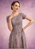 Madilyn A-Line Scoop Neck Tea-Length Tulle Lace Mother of the Bride Dress STI126P0014538