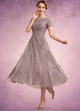 Madilyn A-Line Scoop Neck Tea-Length Tulle Lace Mother of the Bride Dress STI126P0014538