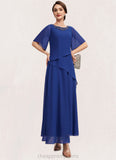 Nicola A-Line Scoop Neck Ankle-Length Chiffon Mother of the Bride Dress With Beading STI126P0014544