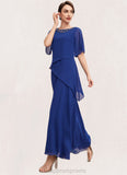 Nicola A-Line Scoop Neck Ankle-Length Chiffon Mother of the Bride Dress With Beading STI126P0014544