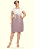 Aryana Sheath/Column Scoop Neck Knee-Length Chiffon Lace Mother of the Bride Dress STI126P0014559