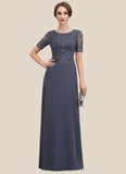 Kristina A-Line Scoop Neck Floor-Length Chiffon Lace Mother of the Bride Dress STI126P0014568