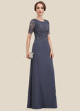 Kristina A-Line Scoop Neck Floor-Length Chiffon Lace Mother of the Bride Dress STI126P0014568