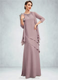 Kay A-Line Scoop Neck Floor-Length Chiffon Mother of the Bride Dress With Beading STI126P0014593