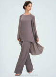 Teresa Jumpsuit/Pantsuit Scoop Neck Floor-Length Chiffon Mother of the Bride Dress STI126P0014629