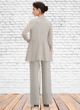 Nora Jumpsuit/Pantsuit Scoop Neck Floor-Length Chiffon Lace Mother of the Bride Dress STI126P0014632