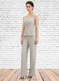 Nora Jumpsuit/Pantsuit Scoop Neck Floor-Length Chiffon Lace Mother of the Bride Dress STI126P0014632