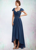 Kinley A-Line Sweetheart Asymmetrical Chiffon Lace Mother of the Bride Dress With Ruffle Beading Sequins STI126P0014663