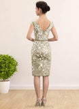 Dayanara Sheath/Column V-neck Knee-Length Lace Mother of the Bride Dress With Beading Sequins STI126P0014668