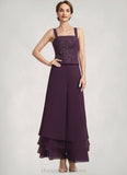 Riley Jumpsuit/Pantsuit Square Neckline Ankle-Length Chiffon Lace Mother of the Bride Dress With Sequins STI126P0014676