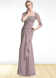 Allison Trumpet/Mermaid Sweetheart Floor-Length Chiffon Mother of the Bride Dress With Ruffle Cascading Ruffles STI126P0014694