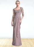 Allison Trumpet/Mermaid Sweetheart Floor-Length Chiffon Mother of the Bride Dress With Ruffle Cascading Ruffles STI126P0014694