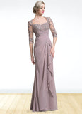 Allison Trumpet/Mermaid Sweetheart Floor-Length Chiffon Mother of the Bride Dress With Ruffle Cascading Ruffles STI126P0014694