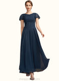 Ellen A-Line Scoop Neck Ankle-Length Chiffon Lace Mother of the Bride Dress With Sequins STI126P0014701