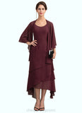 Kayley A-Line Scoop Neck Asymmetrical Chiffon Mother of the Bride Dress With Beading STI126P0014710