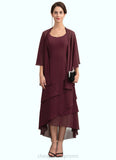 Kayley A-Line Scoop Neck Asymmetrical Chiffon Mother of the Bride Dress With Beading STI126P0014710