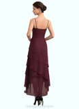 Kayley A-Line Scoop Neck Asymmetrical Chiffon Mother of the Bride Dress With Beading STI126P0014710