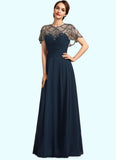 Jaycee A-Line Scoop Neck Floor-Length Chiffon Mother of the Bride Dress With Ruffle Beading Sequins STI126P0014711