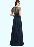 Jaycee A-Line Scoop Neck Floor-Length Chiffon Mother of the Bride Dress With Ruffle Beading Sequins STI126P0014711