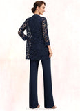 Pamela Jumpsuit/Pantsuit Scoop Neck Floor-Length Jersey Mother of the Bride Dress STI126P0014714