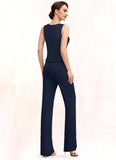 Pamela Jumpsuit/Pantsuit Scoop Neck Floor-Length Jersey Mother of the Bride Dress STI126P0014714