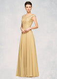 Francesca A-Line Scoop Neck Floor-Length Chiffon Lace Mother of the Bride Dress With Beading Sequins STI126P0014717