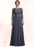 Madilyn A-Line Scoop Neck Floor-Length Chiffon Lace Mother of the Bride Dress STI126P0014719