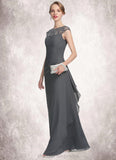 Philippa A-Line Scoop Neck Floor-Length Chiffon Mother of the Bride Dress With Beading Sequins Cascading Ruffles STI126P0014721