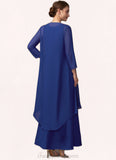 Fernanda A-line V-Neck Ankle-Length Chiffon Mother of the Bride Dress STI126P0014729