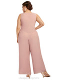 Aniya Jumpsuit/Pantsuit Scoop Neck Ankle-Length Chiffon Lace Mother of the Bride Dress STI126P0014746