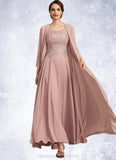 Melany A-Line Scoop Neck Ankle-Length Chiffon Lace Mother of the Bride Dress STI126P0014747