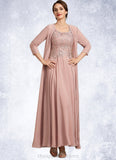 Melany A-Line Scoop Neck Ankle-Length Chiffon Lace Mother of the Bride Dress STI126P0014747