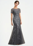 Yesenia Trumpet/Mermaid Scoop Neck Floor-Length Tulle Lace Mother of the Bride Dress With Beading Sequins STI126P0014767