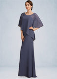 Everly A-Line Scoop Neck Floor-Length Chiffon Mother of the Bride Dress With Beading STI126P0014793