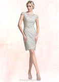 Chloe Sheath/Column Scoop Neck Knee-Length Lace Mother of the Bride Dress STI126P0014802