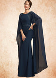 Aleena Sheath/Column Scoop Neck Floor-Length Chiffon Mother of the Bride Dress With Lace Sequins STI126P0014806