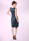 Annabella Sheath/Column Scoop Neck Knee-Length Satin Mother of the Bride Dress STI126P0014812